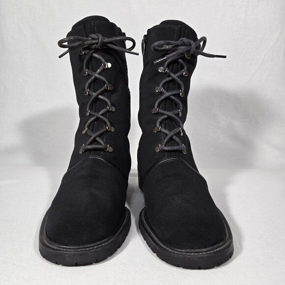 STUART WEITZMAN Eclectic Grandpa BLACK Nylon Upper Combat Boots Women Size 7.5B - Picture 4 of 17